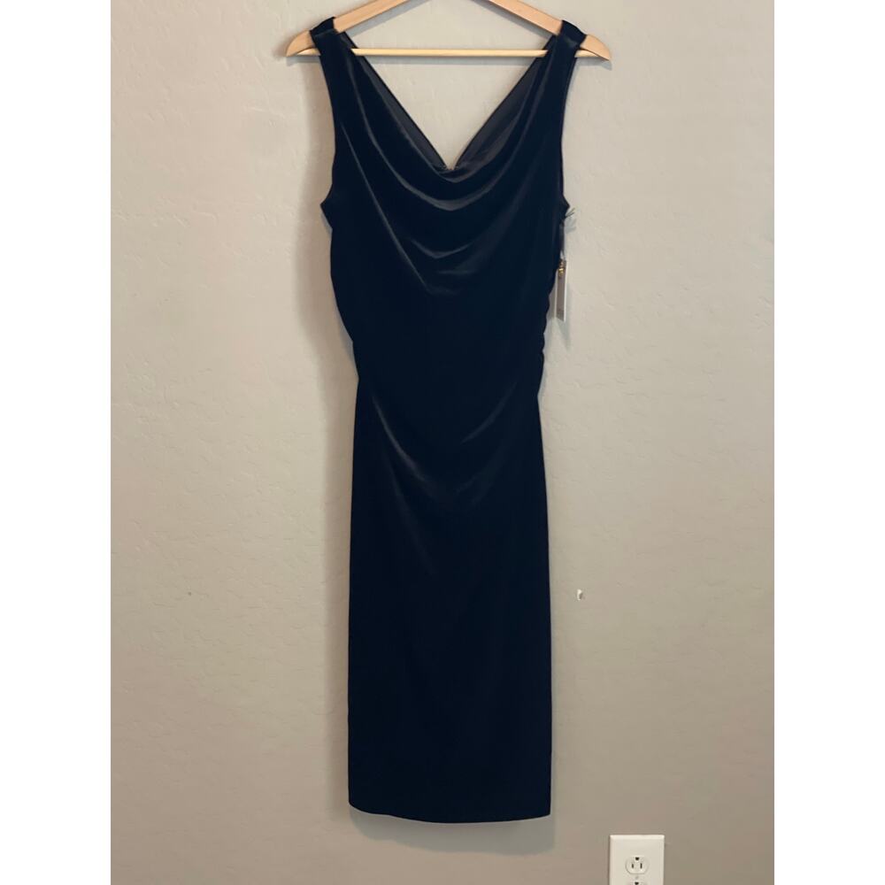 Kensie Women's Black Cowlneck Sleeveless Velvet Dress - 8 - Picture 2 of 8